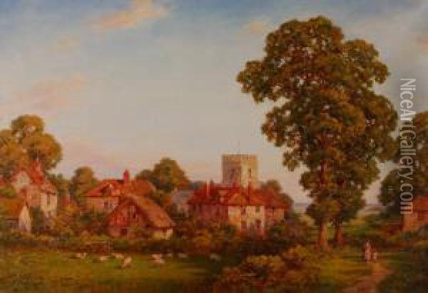 Rural Village Scene Oil Painting - Thomas Edward Francis