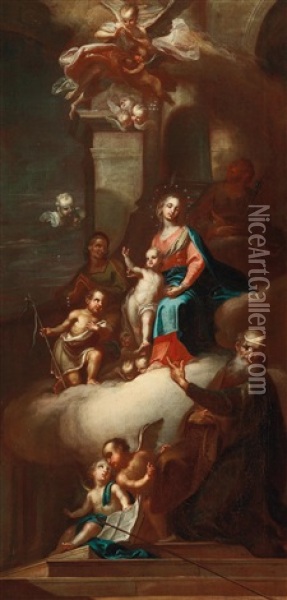 The Holy Family Oil Painting - Johann Josef Karl Henrici