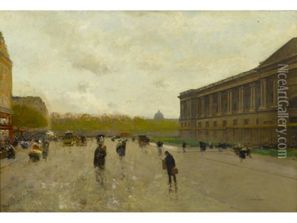 Le Louvre, Paris Oil Painting - Luigi Loir