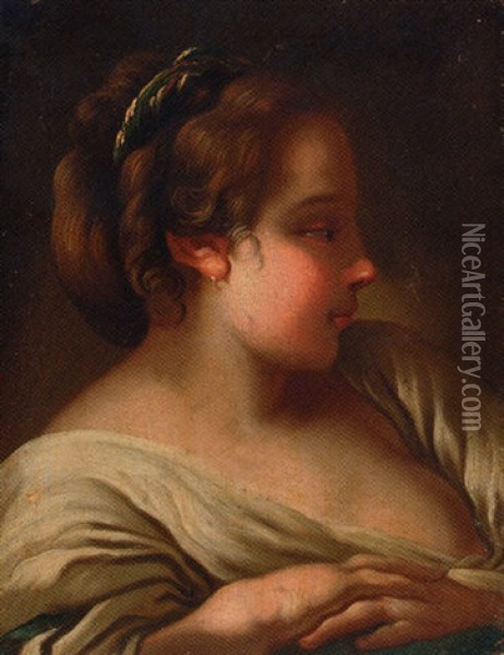 A Young Girl, In Profile Oil Painting - Jean Baptiste Henri Deshays