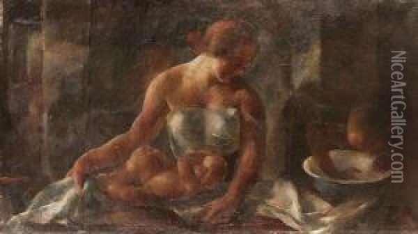 Furdetes, 1924 Vedett- No Export Oil Painting - Vilmos Aba-Novak