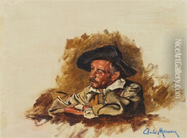 Portrait D'homme Oil Painting - Jean Charles Meissonier