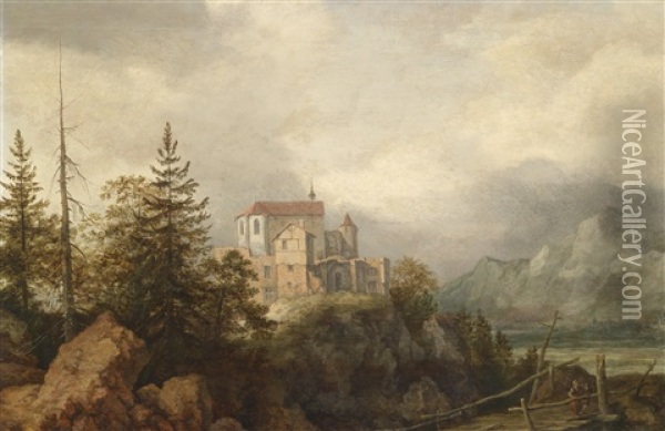 Gebirgslandschaft Mit Hochgelegener Burg Oil Painting - Allaert van Everdingen