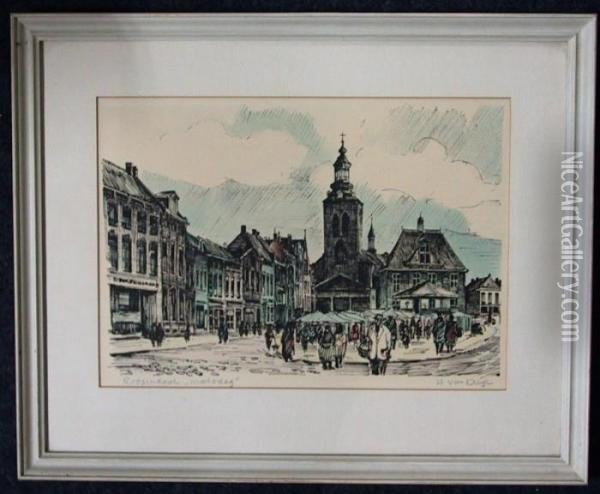 Zicht Op Roosendaal Oil Painting - Hubertus, Huib Van Hove