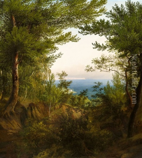 Landschaft Auf Rugen Mit Blick Auf Die Kreidefelsen Arkonas Oil Painting - Carl Maria Nicolaus Hummel