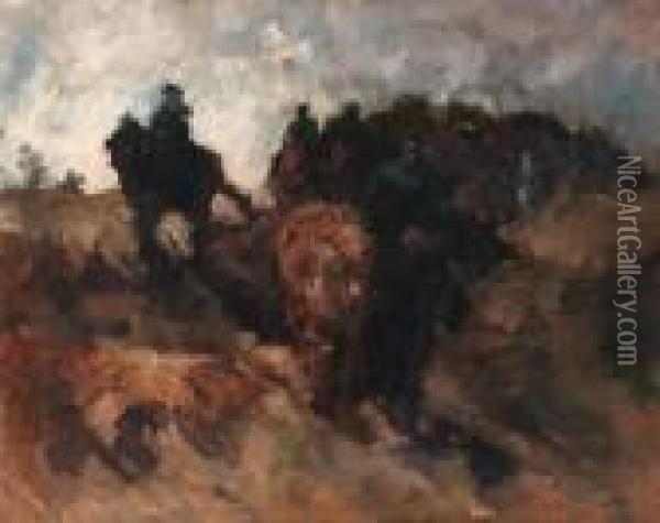 Wandelrit Van Cavalerie In De Duinen: Cavalrists In The Dunes Oil Painting - George Hendrik Breitner