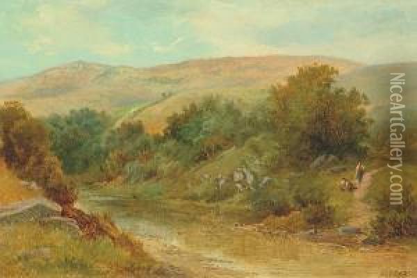 By The River, Eskdale, Near Whitby Oil Painting - Ralph I Stubbs