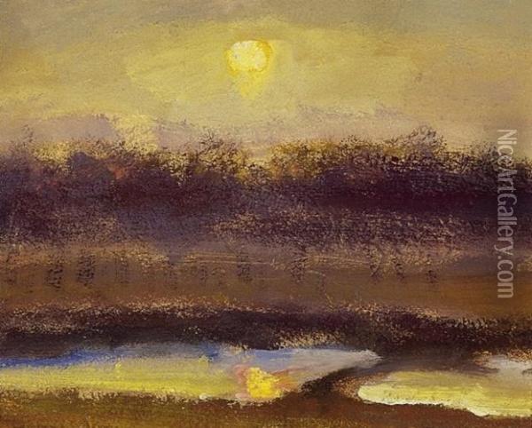 Sunset Oil Painting - Janos Tornyai