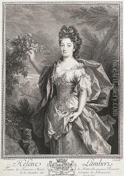 Helene Lambert, Mme De Motteville Oil Painting - Pierre Drevet
