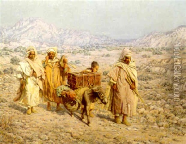 Voyageurs Sur Une Route Du Maroc Oil Painting - Louis Auguste Girardot