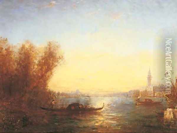 Gondolas on the Lagoon, Venice Oil Painting - Felix Ziem
