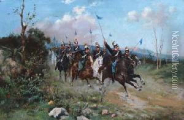 Militari A Cavallo Oil Painting - Francesco, Lord Mancini