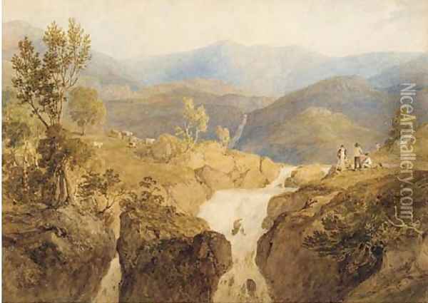 Coniston Beck, Lake District Oil Painting - Anthony Vandyke Copley Fielding