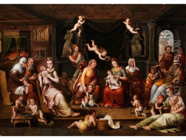 Die Heilige Familie Oil Painting - Frans Floris the Elder