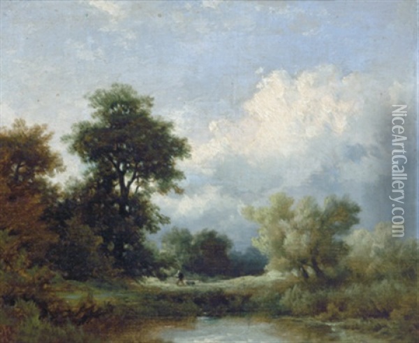 Landschaft Mit Spazierganger Oil Painting - Remigius Adrianus van Haanen