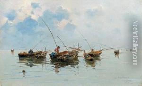 Pescatori In Mare Oil Painting - Giuseppe Cosenza