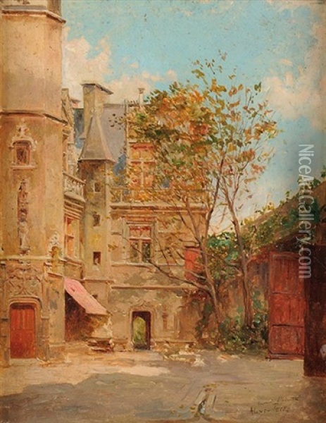 Cour Du Musee De Cluny Oil Painting - Mariano Alonso Perez
