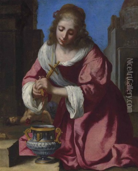 Saint Praxedis Oil Painting - Johannes Vermeer