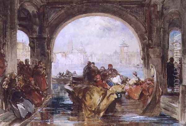 The Doge's Watergate at Venice, c.1830 Oil Painting - George Cattermole