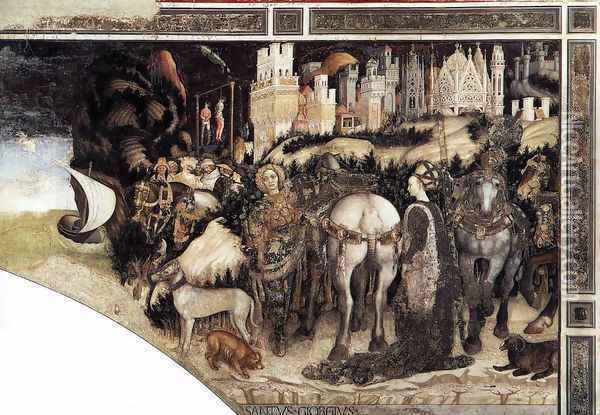 St George and the Princess of Trebizond (right side) 1436-38 Oil Painting - Antonio Pisano (Pisanello)
