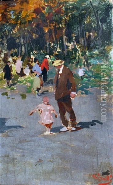 Uomo Con Bambina Oil Painting - Vincenzo Irolli