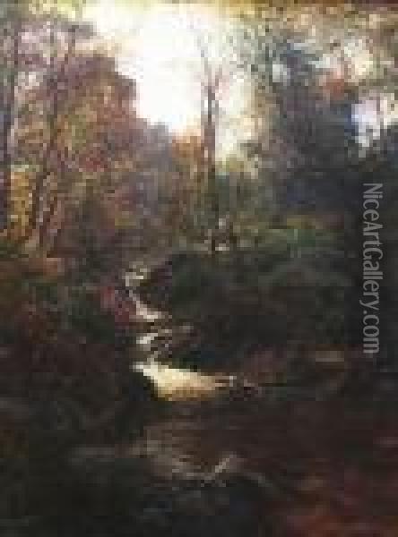 A River Landscape Oil Painting - Alexander Brownlie Docharty