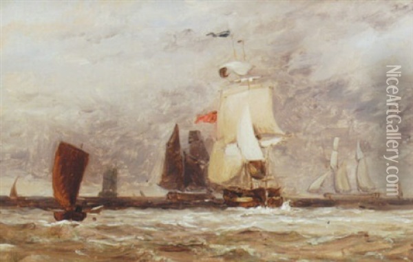 Shipping At The Mouth Of The Thames Oil Painting - Edmund Thornton Crawford