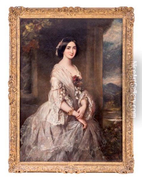 Jeune Femme A La Robe Blanche Oil Painting - Thomas Frank Heaphy