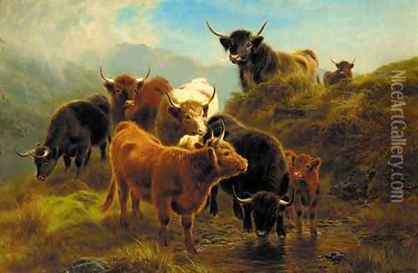 Highland cattle 2 Oil Painting - William Watson