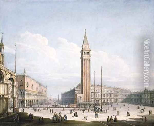 The Piazza San Marco and the Piazzetta, Venice, looking south-west from the Torre dell'Orologio, with St. Mark's Cathedral, the Doge's Palace Oil Painting - Antonio Joli