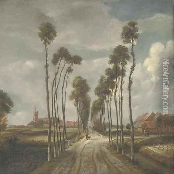 The Avenue at Middlemarnis Oil Painting - Meindert Hobbema