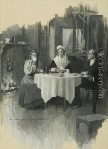 Tea Time. Oil Painting - Charles Allan Gilbert