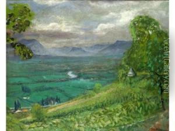 :la Vallee Vue De Corenc Oil Painting - Jules Flandrin