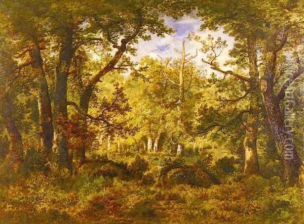 A Sunlit Clearing In The Forest At Fontainebleau Oil Painting - Narcisse-Virgile Diaz de la Pena