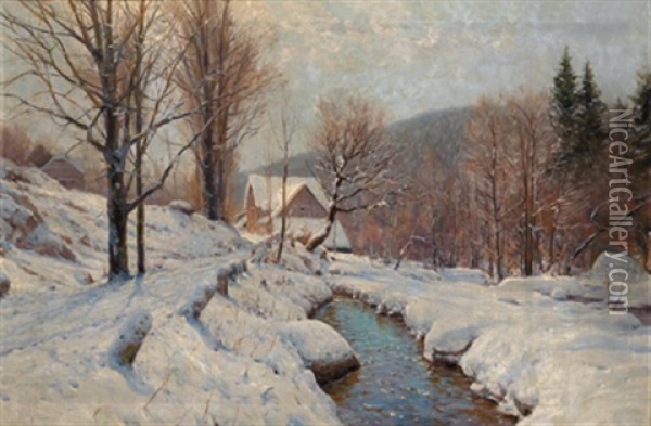 Winterliche Landschaft Mit Forsthaus Oil Painting - Walter Moras