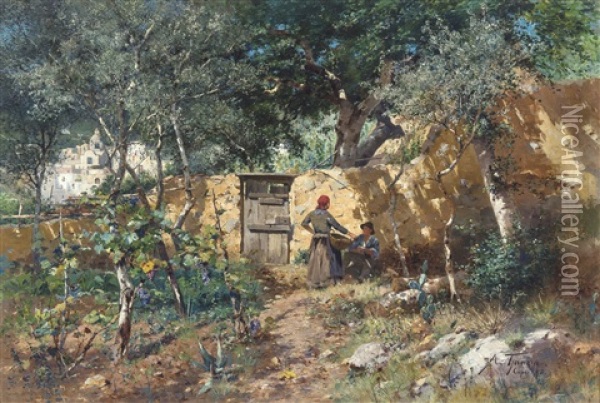 Summer Day In Capri (1893) Oil Painting - Adolf Gustav Thamm