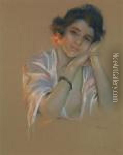 Portrait De Jeune Femme Oil Painting - Delphin Enjolras