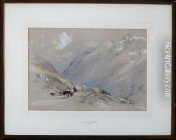 Cattle Drovers, Glenard, Kinglass, Argyleshire Oil Painting - Thomas Miles Richardson