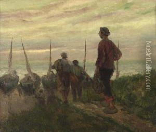 La Hora De La Pesca Oil Painting - Gustave Flasschoen