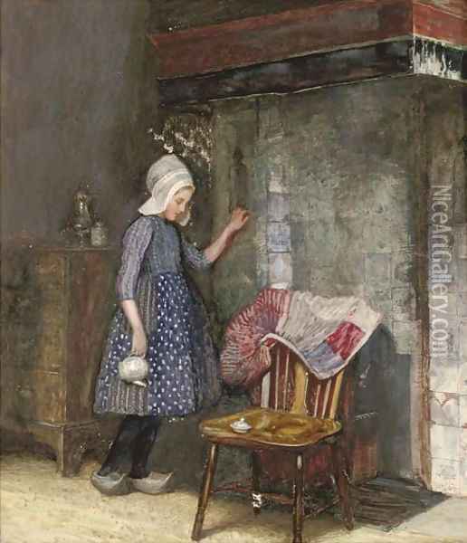Stealing a glance at the new dress Oil Painting - James Walter West