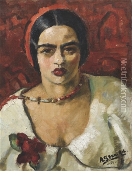 Untitled (self-portrait) Oil Painting - Amrita Sher-Gil