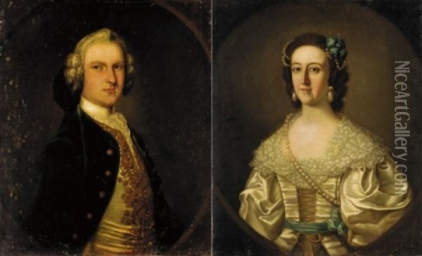 Portrait Of Sigismund Trafford (+ His Wife Elizabeth, Pair) Oil Painting - Thomas Bardwell