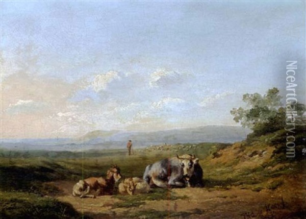 Landschaft Mit Kuhen Oil Painting - Johannes Hubertus Leonardus de Haas