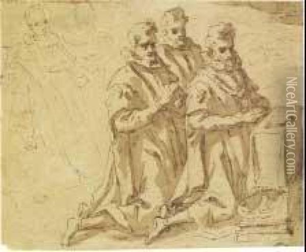 Tre Figure Inginocchiate Oil Painting - Alessio Gimignani