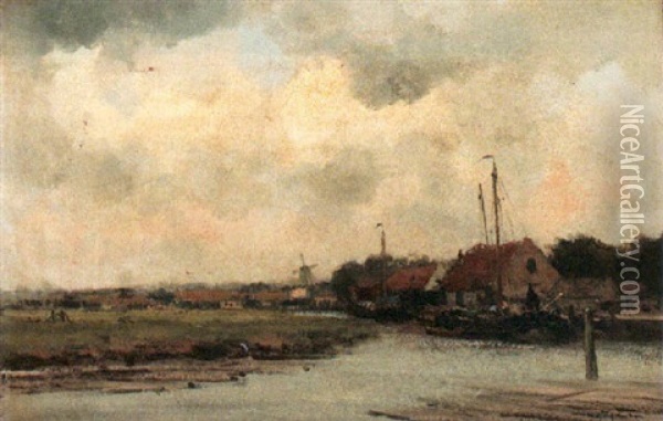 A Polder Landscape Oil Painting - Willem George Frederik Jansen