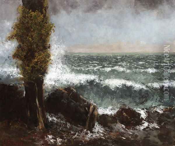Seascape, the Poplar Oil Painting - Gustave Courbet