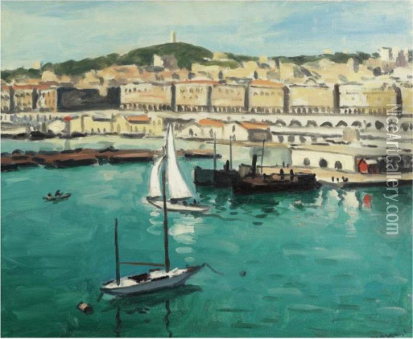 Le Port Et La Ville Oil Painting - Albert Marquet