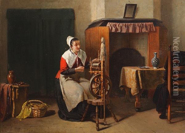 The Spinning Wheel Oil Painting - Sipke Kool