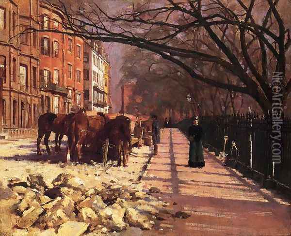 Beacon Street, Boston Oil Painting - Theodore Robinson