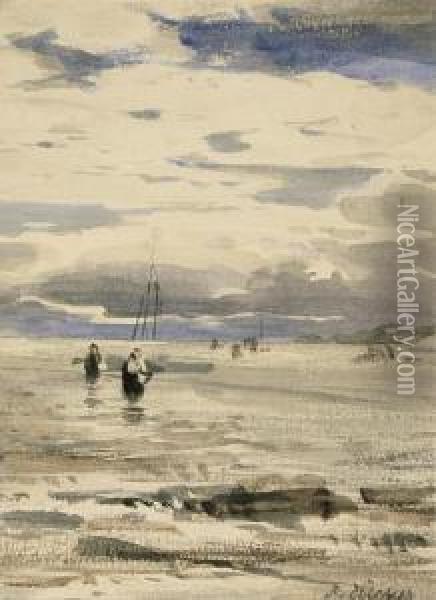 Krevettenfischer Am Ostseestrand Oil Painting - Eugene Gustav Ducker